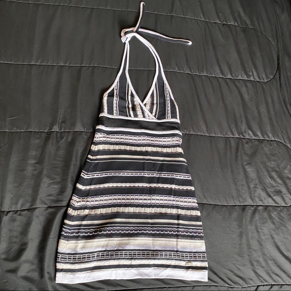 Guess Black White Halter Sweater Knit Dress NWT